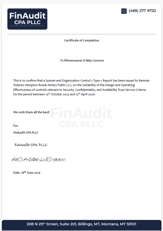 SOC 2 Type II Completion Certificate